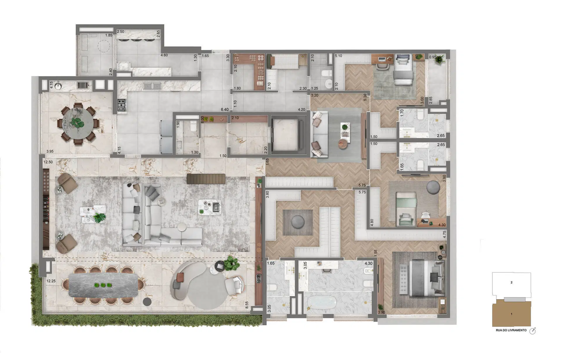 Planta Torre 1 · 355,5 m² — 2