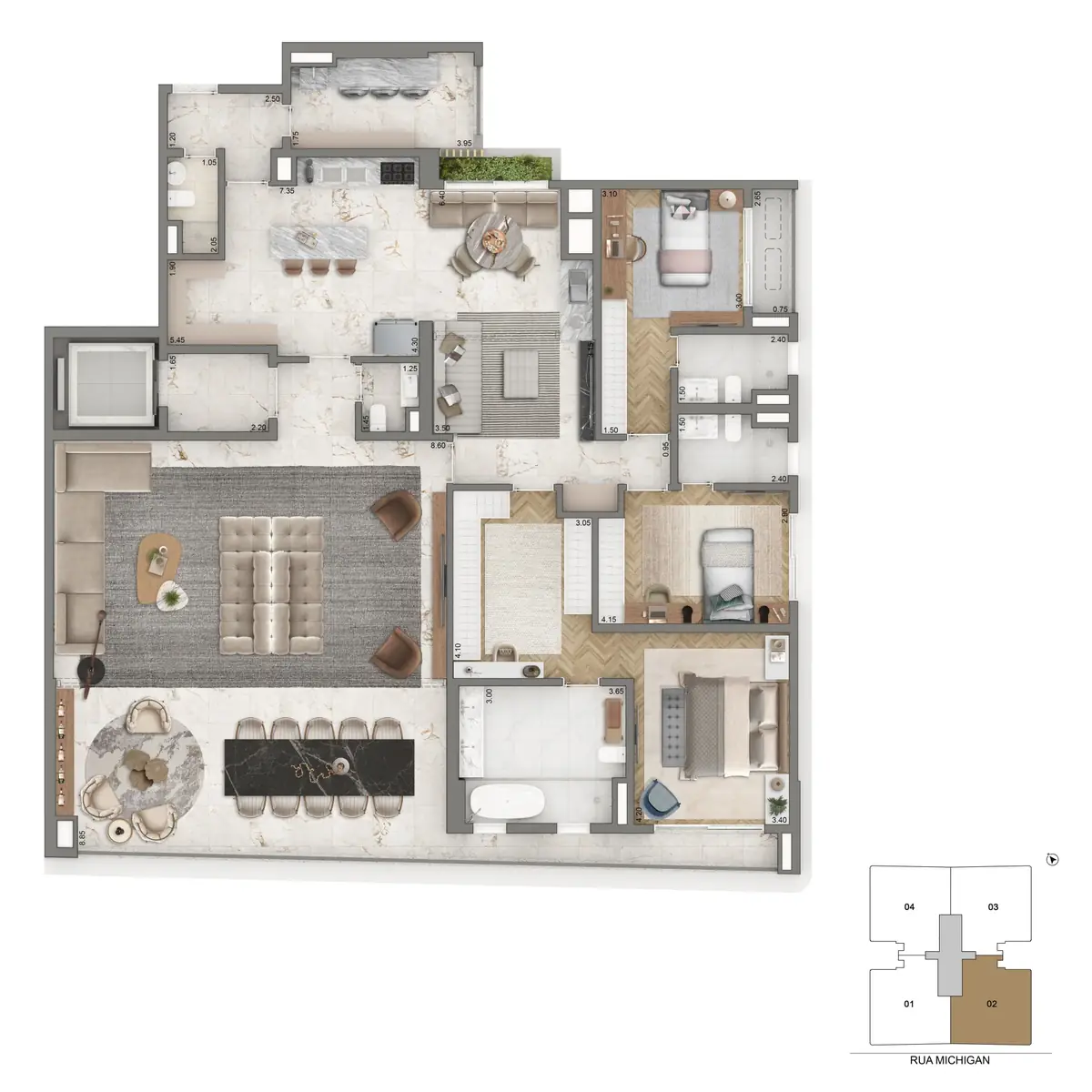 Planta 250 m² — 2
