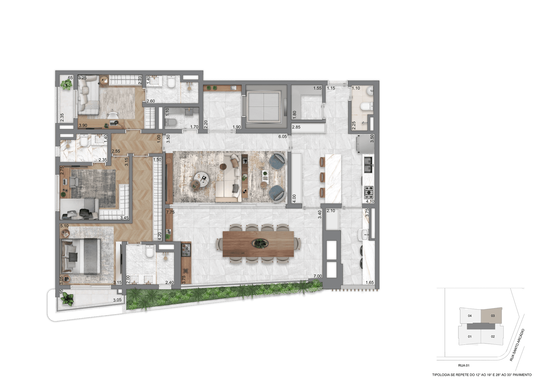 Planta 169 m² — 3