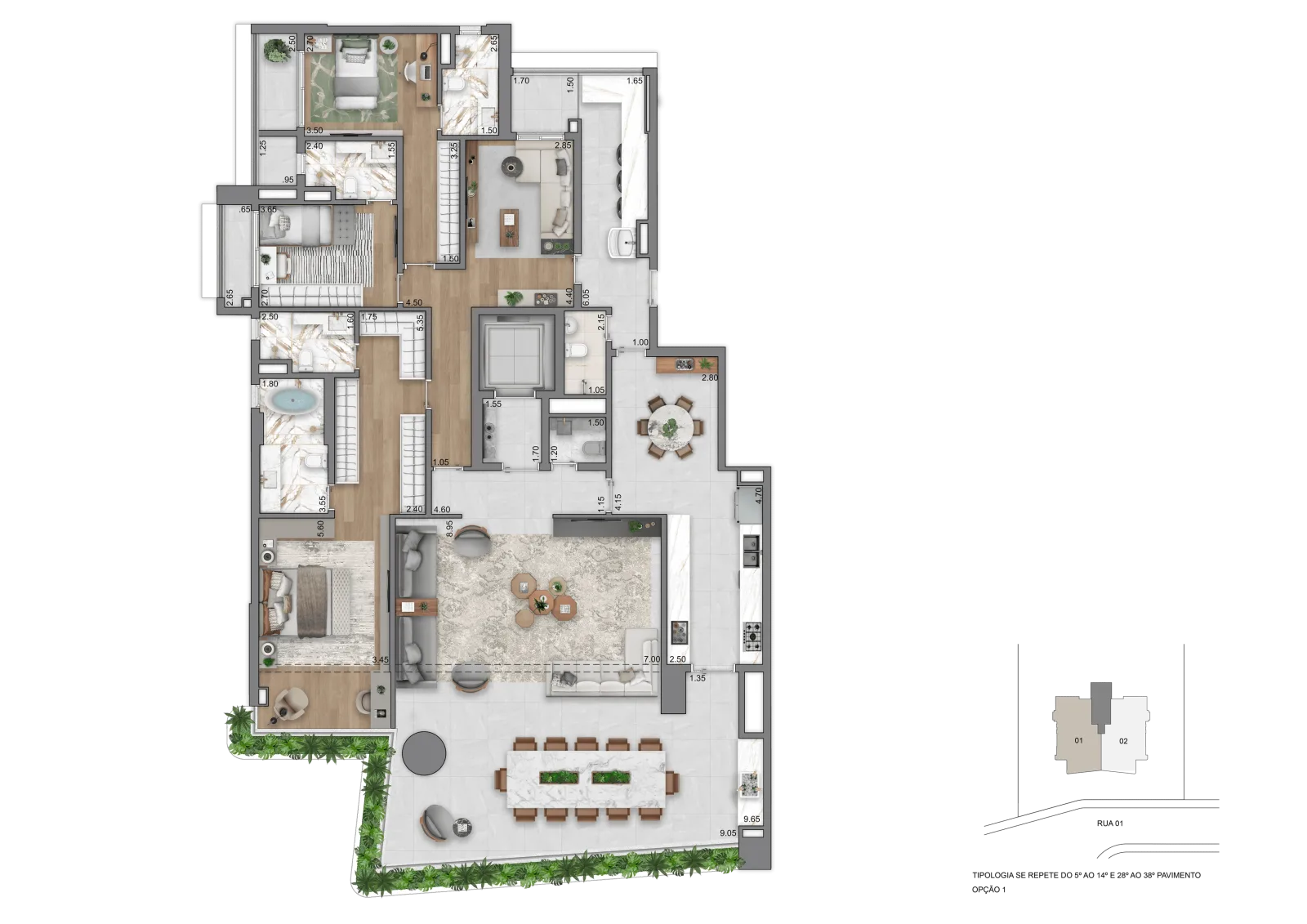 Planta 260 m² — 2