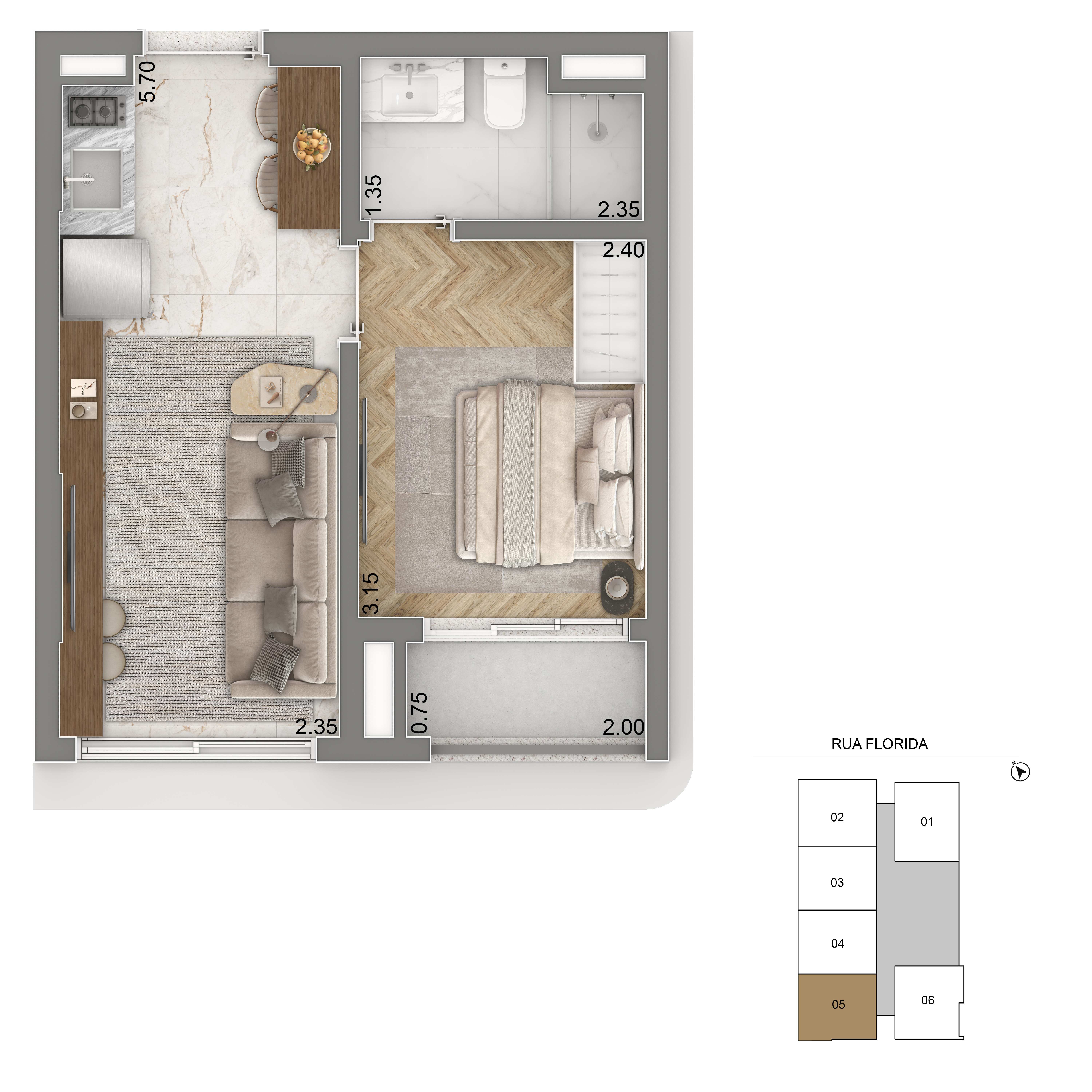 Final 1 · 32 m² · studio