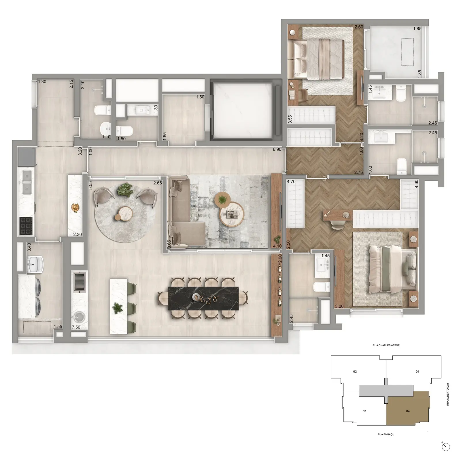 Planta 136 m² — 2