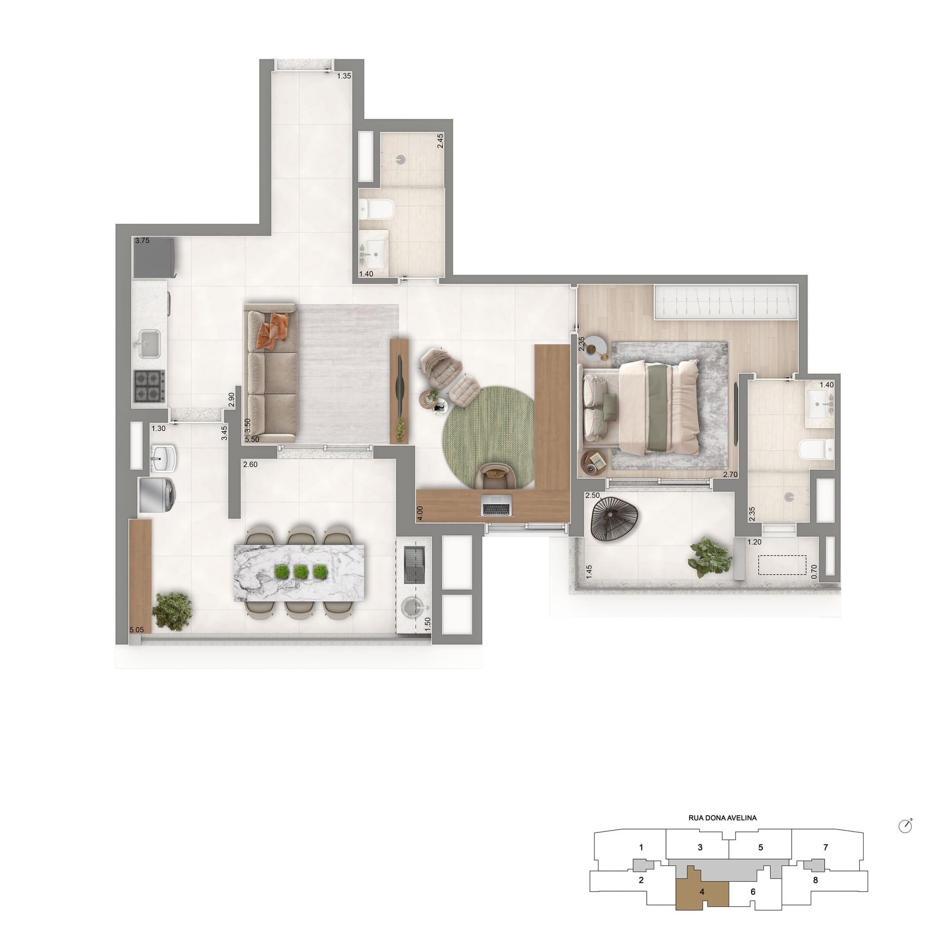 Planta 76 m² — 2