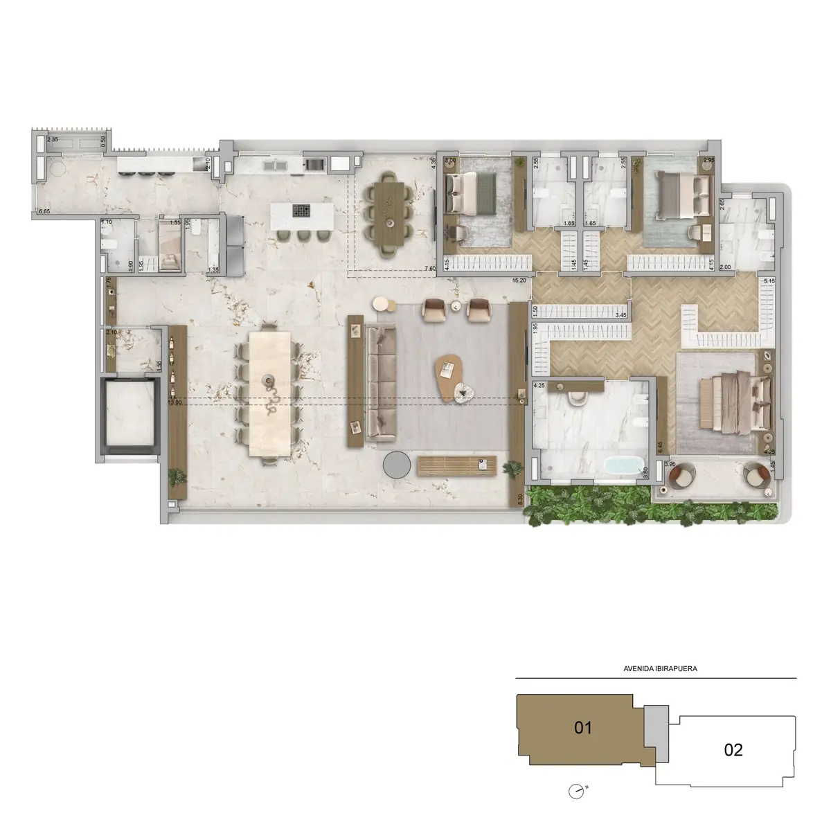 Planta 320 m² — 2
