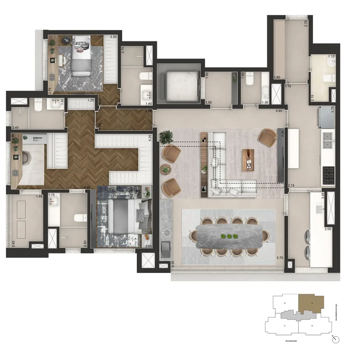 Planta 145 m² — 2