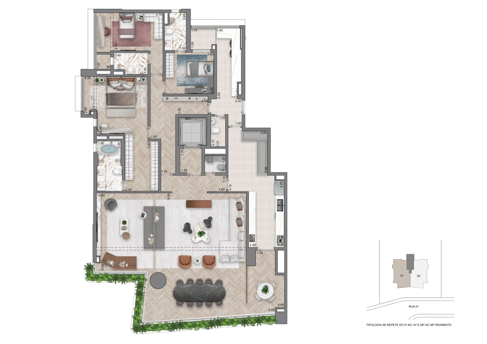 Planta 260 m² — 4