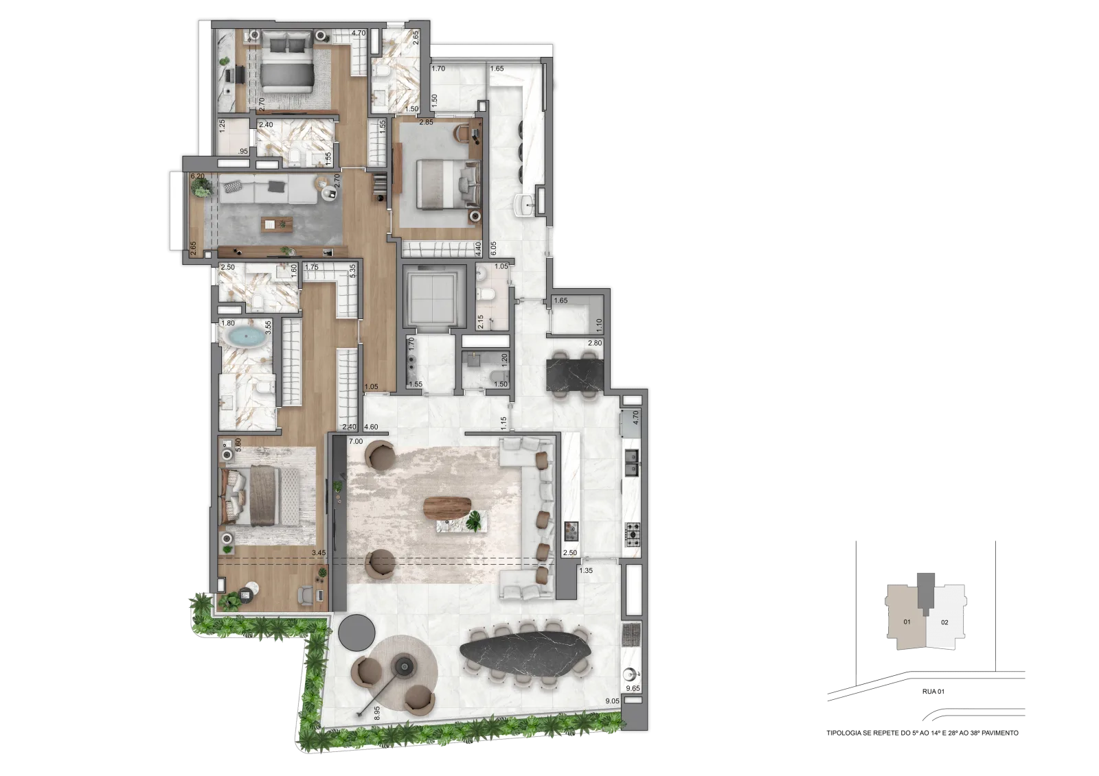 Planta 260 m² — 5