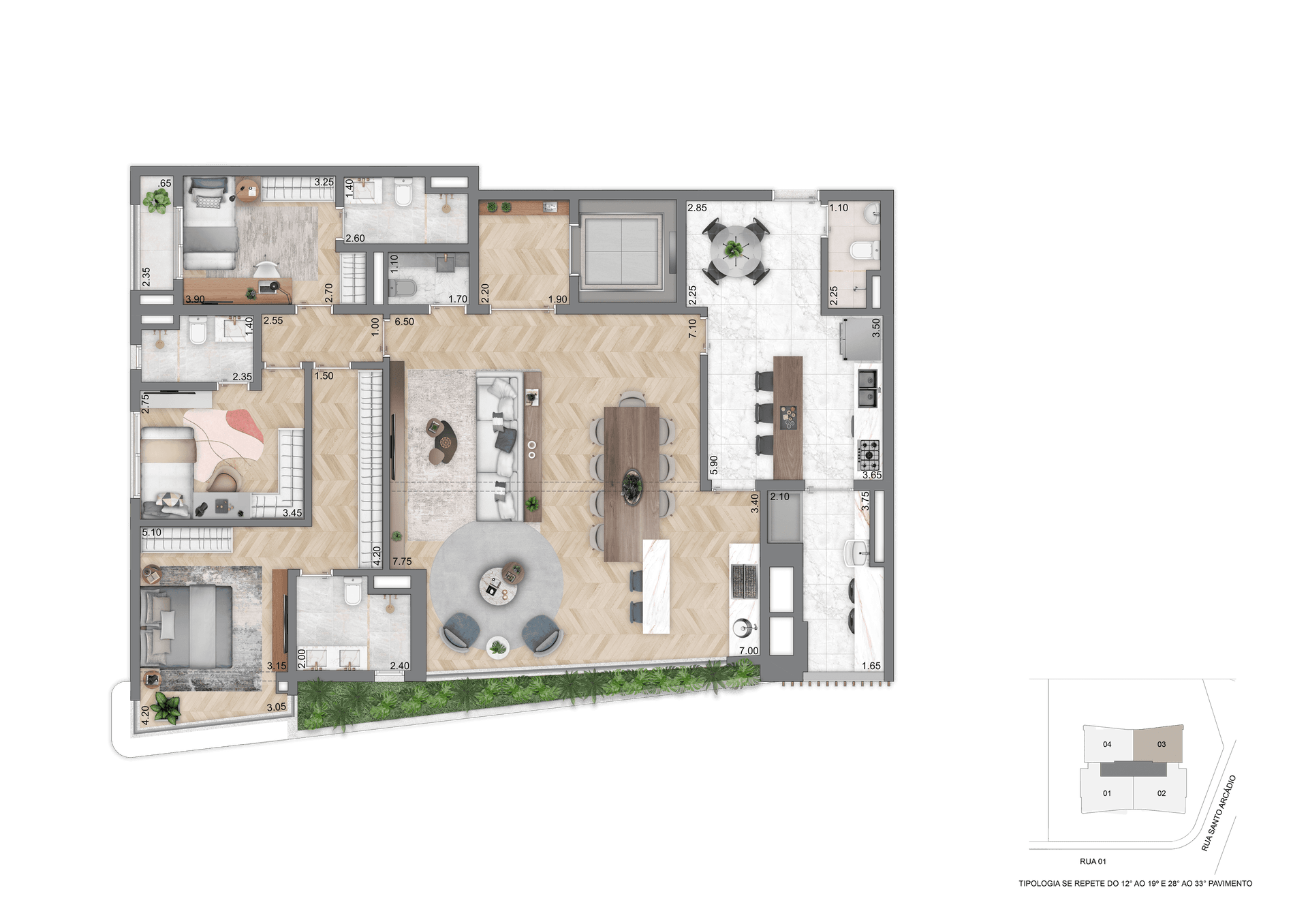 Planta 169 m² — 2