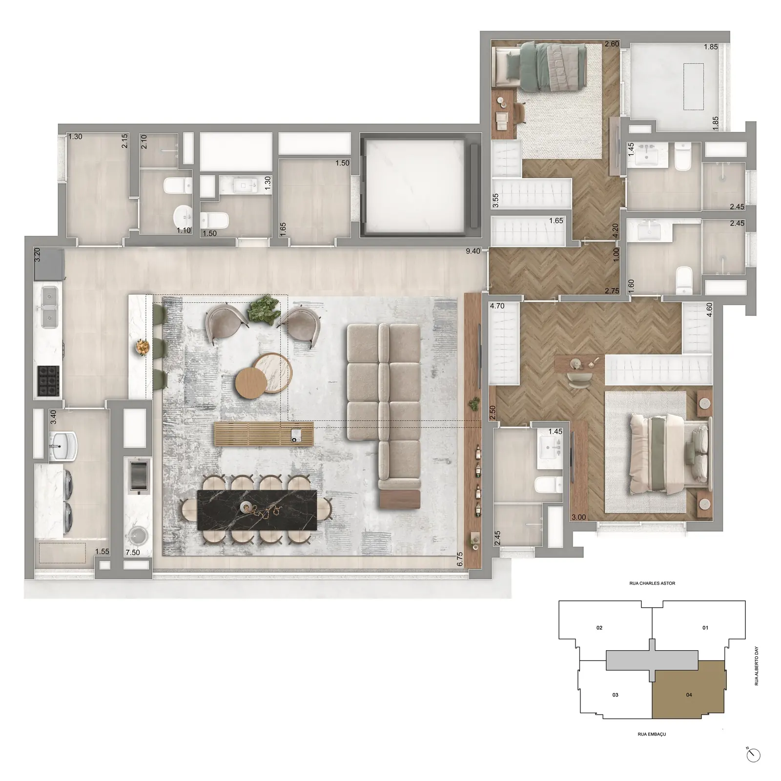 Planta 136 m² — 3