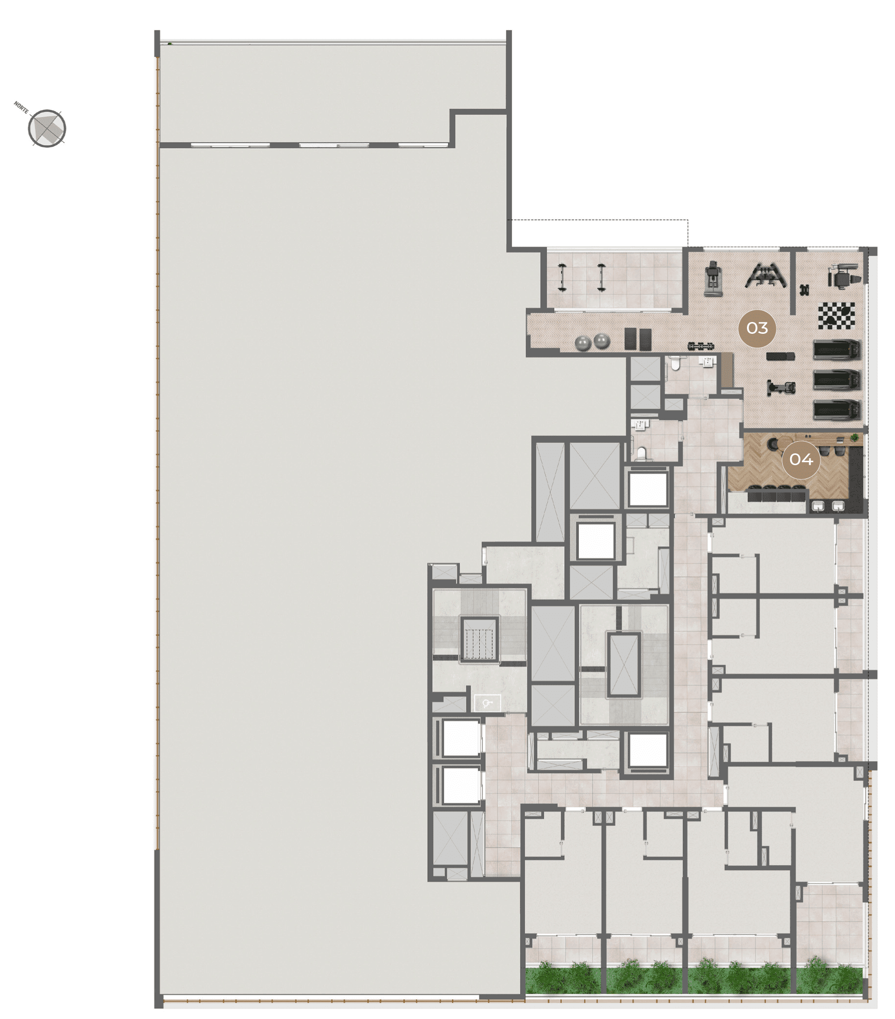 3º Pavimento · Fitness e Laundry/Office