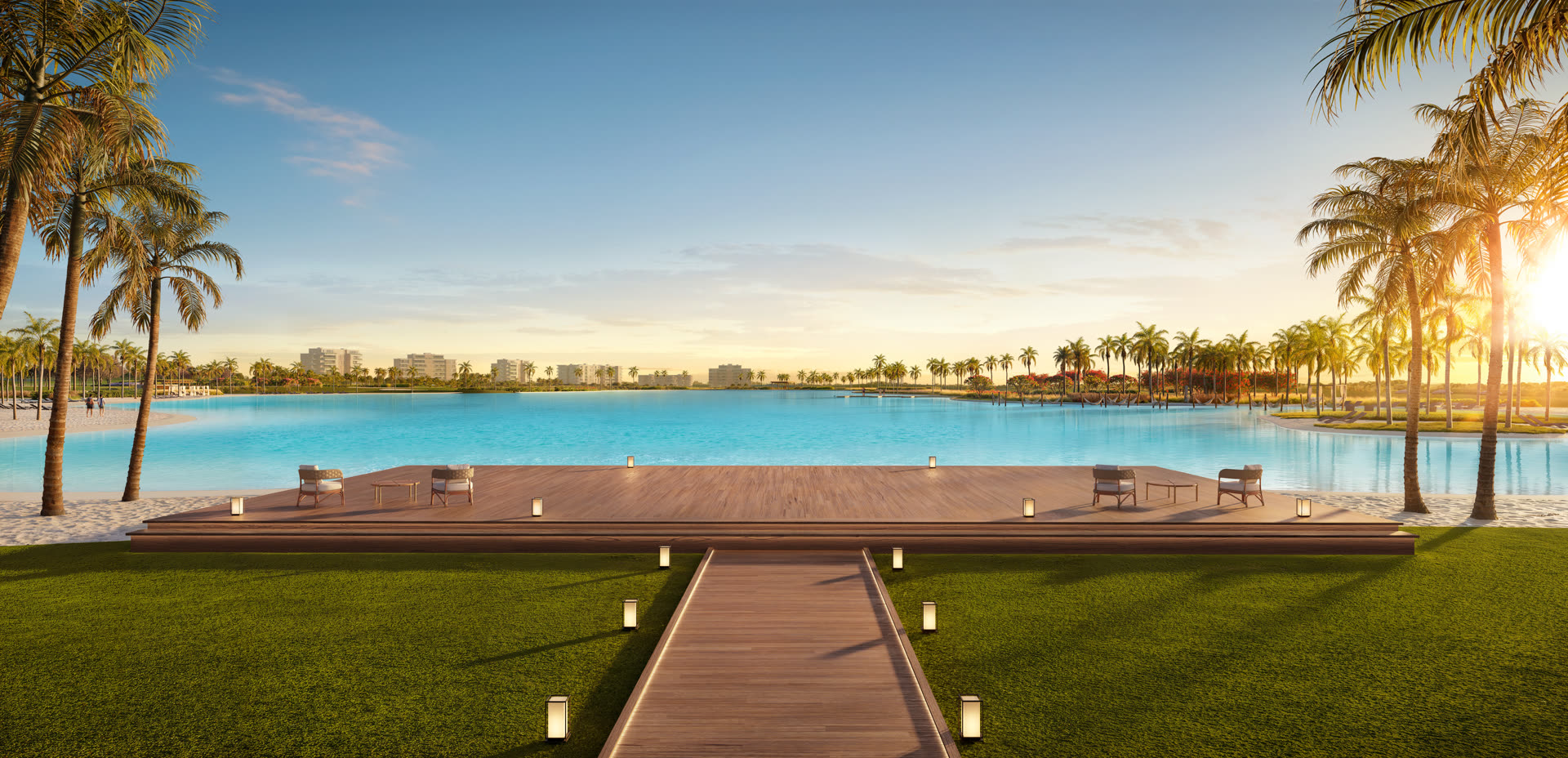 Orla da lagoa Crystal Lagoons no Heritage Riviera