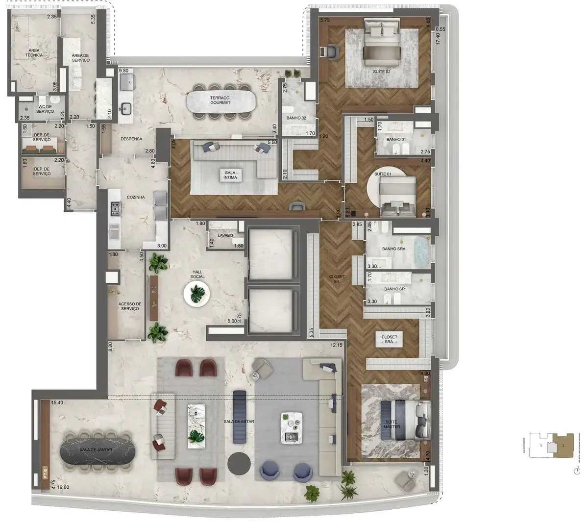 Planta 464 m² — 2