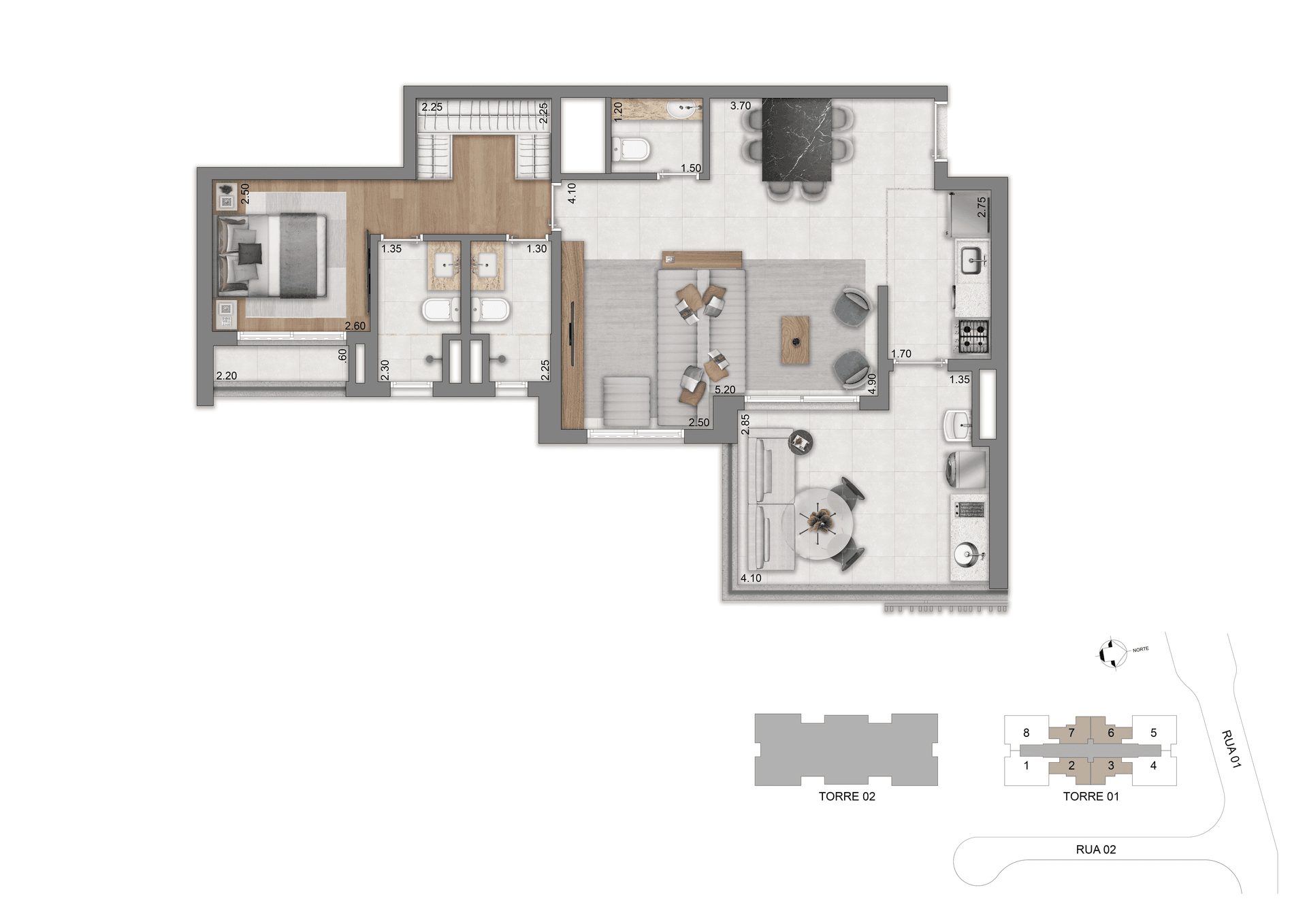 Planta 77 m² — 2