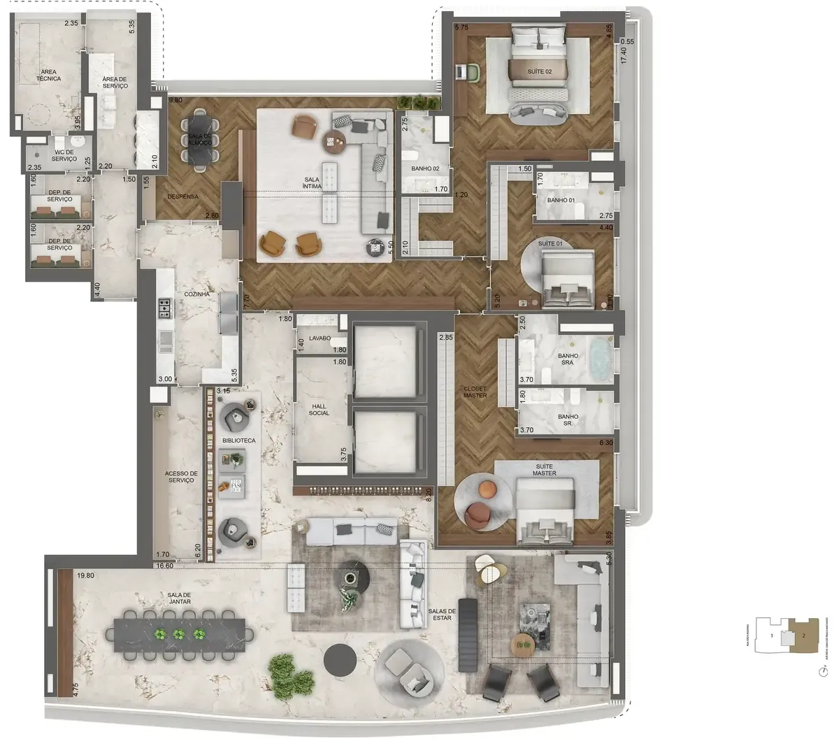 Planta 464 m² — 5