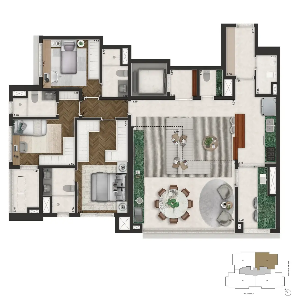 Planta 145 m² — 3
