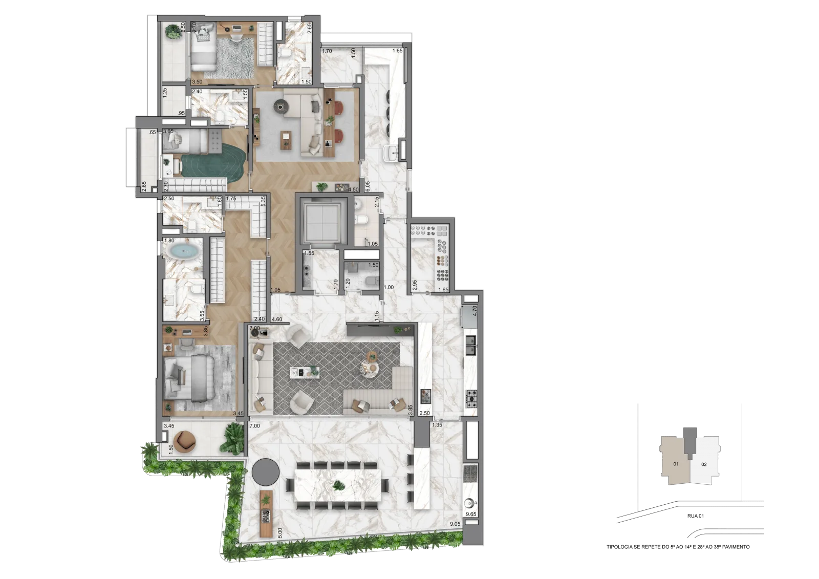 Planta 260 m² — 3
