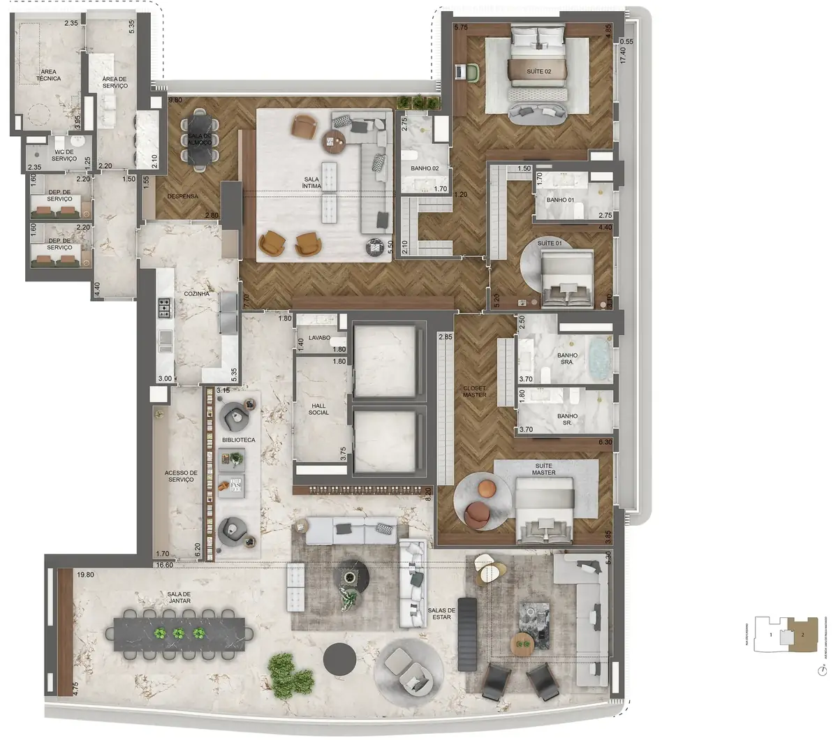Planta 464 m² — 5